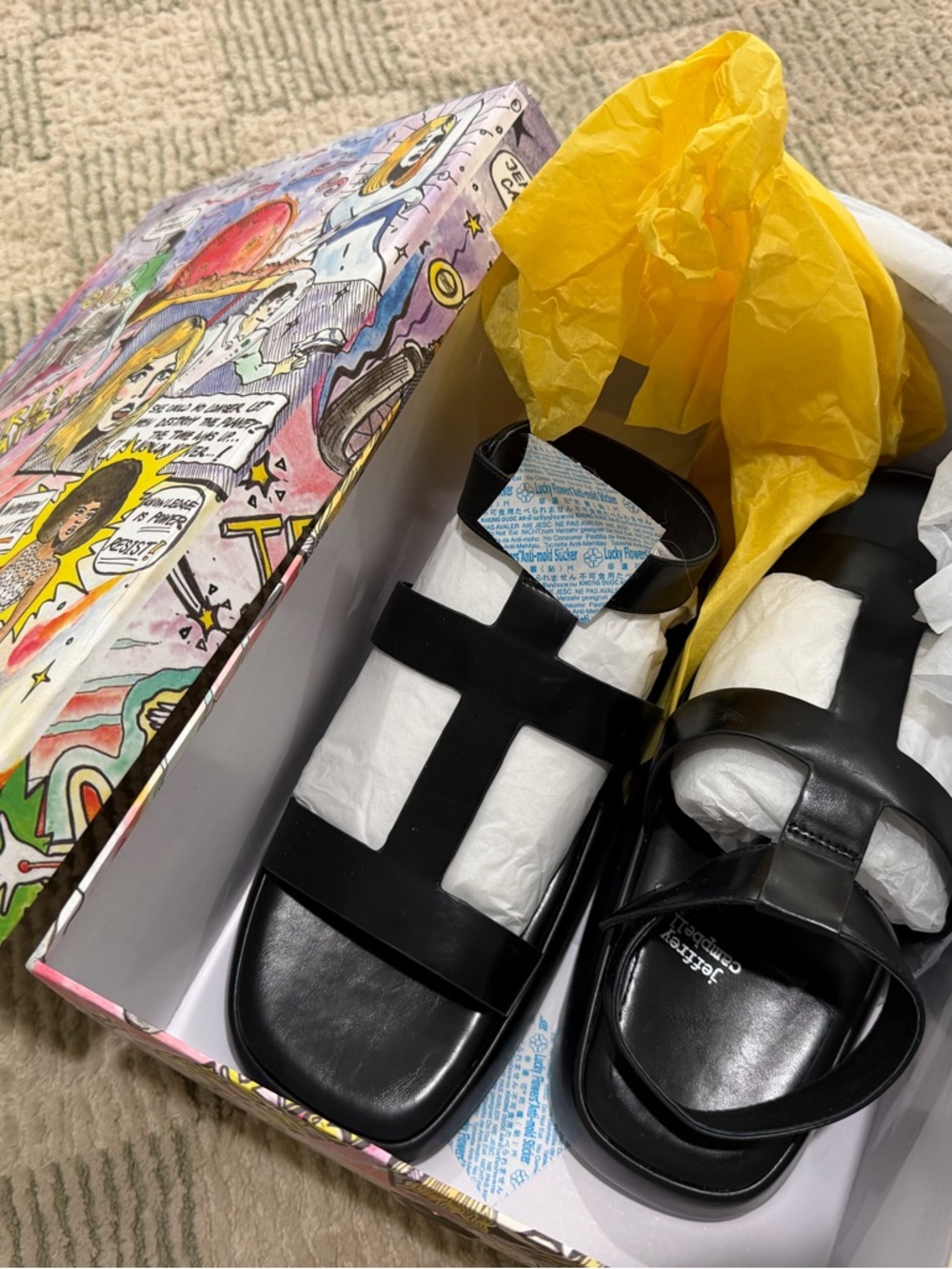 Jeffrey Campbell Devis Sandals, NWT, Black Leather, US 9.5 / EU 40.5 - Picture 5 of 7
